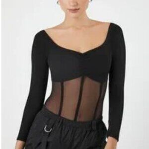 NWOT Forever 21 Sheer Corset Bodysuit